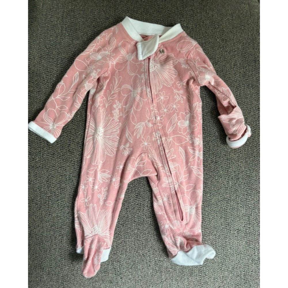3 pack Baby Preemie Sleep Play Pajamas Lot 3 Ribbed Leopard Floral - Picture 6 of 8